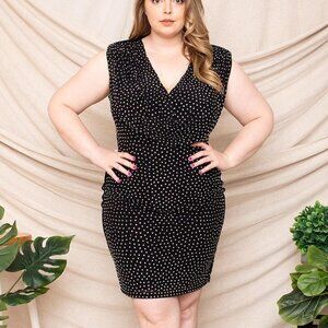 Translucent Rhinestone Plus Mini Dress